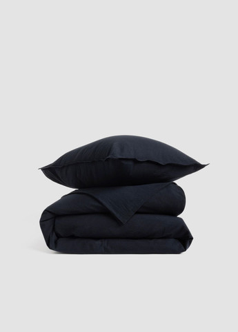 Комплект белья из вареного хлопка Black евро-макси, Простыня с резинкой 180х200 Leglo (300370129)