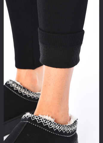 Лосини жіночі термо в рубчик на штучному хутрі чорного кольору Let's Shop (317169167)