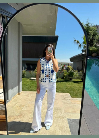 Жіноча вишиванка-жилет Юлія біла з синім ESQ 5436 (303898813)