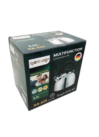 Чайник для електричних та газових плит RB-626 3 л зі свистком, з нержавіючої сталі Rainberg (331146085)