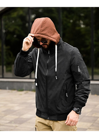 Чорна демісезонна чоловіча демісезонна куртка плащівка чорна Freedom