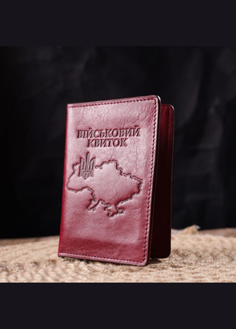 Женская обложка на военный билет из глянцевой кожи Карта бордовая 16779 Grande Pelle (362418395)