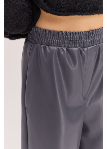 Женские брюки из экокожи серые с горизонтальными швами Arjen (361056675)