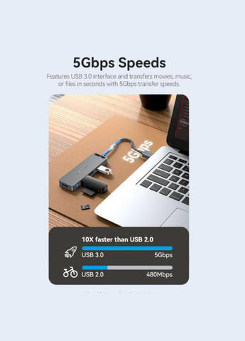 USB-хаб 4-Port USB 3.0 Hub With Power Supply 0.15M Black (CHLBB) Vention CHLBB 4-Port USB 3.0 (340277697)