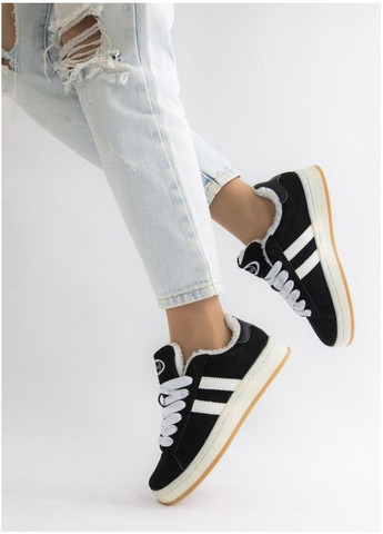 Черные женские кеды зимние черные замшевые (hb670-1) 40 Stilli