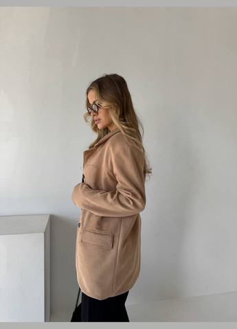 Бежевый женский замшевый жакет No Brand однотонный - демисезонный