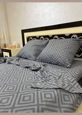 Постельное белье хлопковое Узоры Евро Простынь на резинке 160x200х20 Бязь Серое 50 х 70 No Brand (278272091)