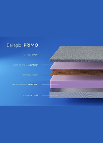 Матрас ортопедический Bellagio Primo беспружинный 90x190 см HighFoam (329296510)