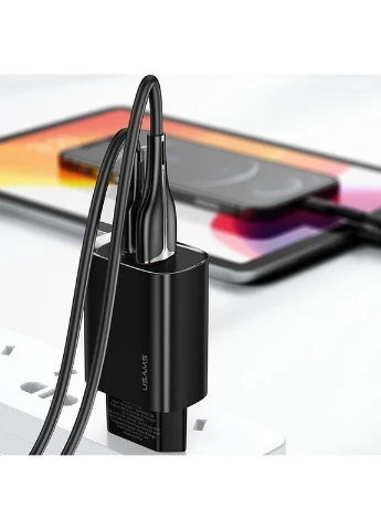 Сетевой зарядный аппарат QC3.0+PD3.0 Fast Charger 20W (EU) Black (CC121TC02) USAMS US-CC121 T35 (361348089)