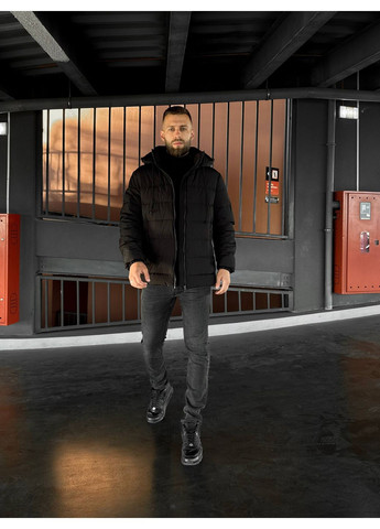 Черная демисезонная пуховая демисезонная куртка базовая Vakko