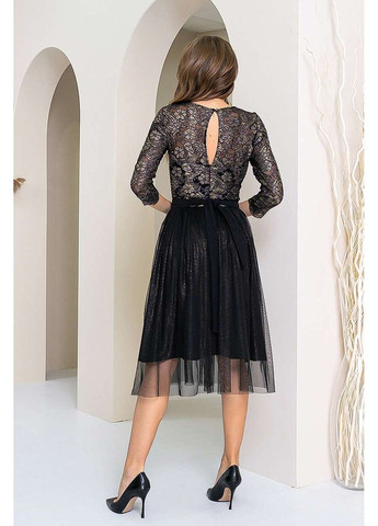 Черное коктейльное платье гипюр 21147 черное золотое Tanita-Romario
