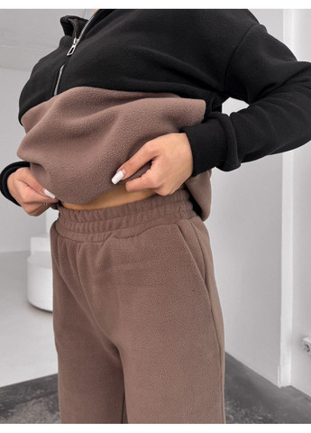 Женский теплый флисовый костюм двухцветный No Brand (371772754)