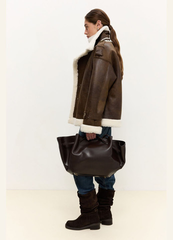 Дубленка с экокожи Черно-молочный 782 Papaya (317469995)