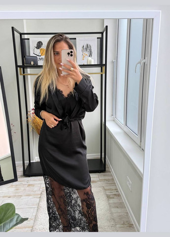 Чорна повсякденний жіноча сукня+сорочка Гермес однотонна