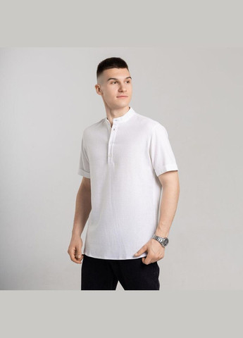 Чоловіча однотонна сорочка з коротким рукавом біла No Brand (341084713)