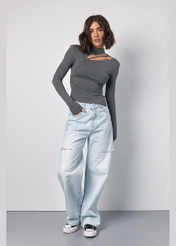 Жіноча водолазка з драпіруванням та асиметричним вирізом спереду Lurex (317233773)