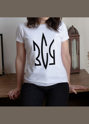 Комбинированная летняя футболка женская "зсу герб" белая (bd-f-218) BeriDari
