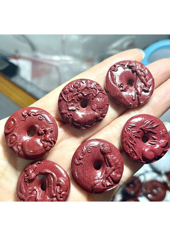 Подвеска – кулон из цинобры (киновар) с китайскими знаками зодиака ПЕТУХА No Brand (306734929)