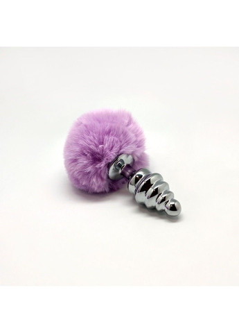 Металева анальна пробка Кролячий хвостик Fluffy Twist Plug M Purple, діаметр 3,4 см Alive (298473639)