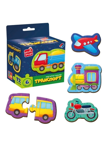 Детские магнитные пазлы "Транспорт" VT1733-02, 6 картинок Vladi toys (396691030)