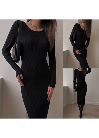 Черное праздничный, вечернее, кэжуал женское платье с элегантным облегающим силуэтом. No Brand однотонное