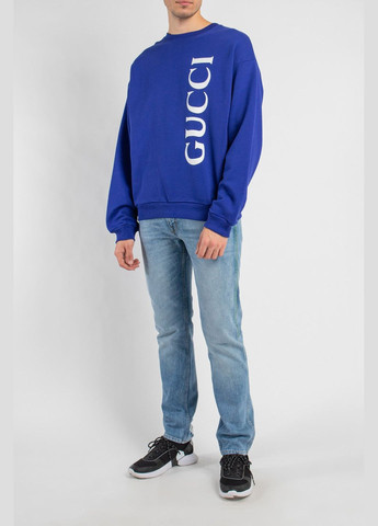 Синий зеленый хлопковый свитшот с логотипом Gucci (339100791)