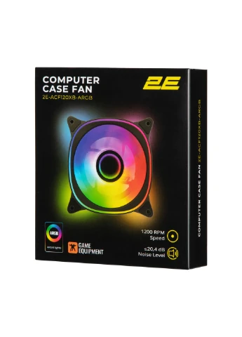 Корпусний вентилятор Air Cool X Fan ACF120XB-ARGB, 120мм, 1200rpm, 3pin, 3pin +5VARGB, 20,4dBa, чорний 2E Gaming (387181851)