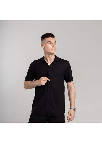 Черная повседневный, пляжный, классическая, кэжуал рубашка однотонная Vakko