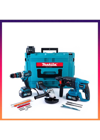 Набір 3в1 АКБ 48V Безщітковий (Шуруповерт DHP485BL+перфоратор DHR330Z+Болгарка DGA554ZL) Набір 3в1 Макіта Makita (363977720)