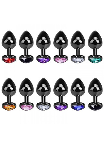 Анальная пробка металлическая Black Heart-Plug L 4,1 см диаметр с камнем медицинская сталь No Brand (303907672)