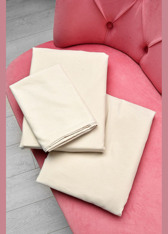 Комплект постільної білизни євро однотонний бежевого кольору Let's Shop (317241578)