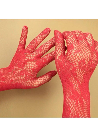 Длинные перчатки из эротического кружевного гипюра XS/S/M Красный K0169-3 No Brand (368669100)