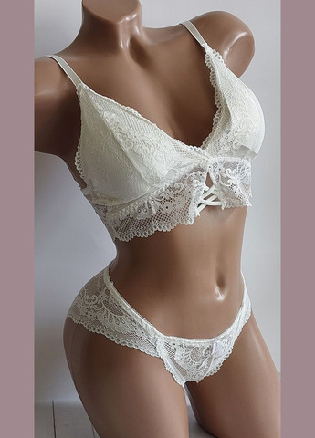 Білий демісезонний комплект нижньої білизни ліф бралет і трусики s/m білий (2-210) New Style