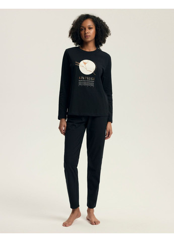 Чорна всесезон жіноча піжама кофта + брюки Henderson