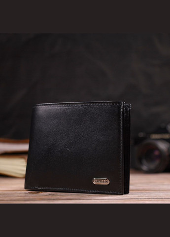 Горизонтальное портмоне для документов мужское из натуральной гладкой кожи 21779 Черное Canpellini (306881558)