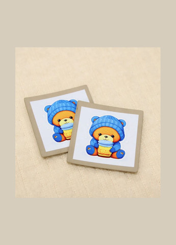 Нашивка "Ведмедик в синьому шарфі" бежевого кольору (3351) No Brand (335811374)