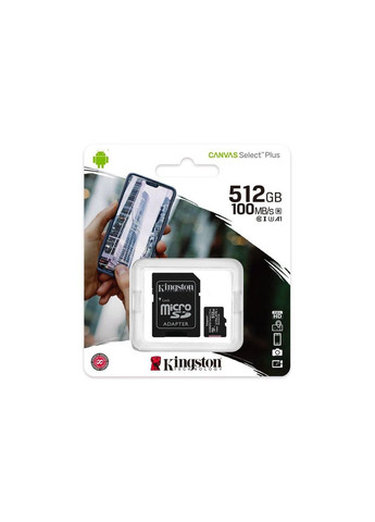 Карта памяти microSDXC (UHS-1) Canvas Select Plus 512Gb 10 А1 (R-100MB/s) (adapter SD) Kingston (334116970)