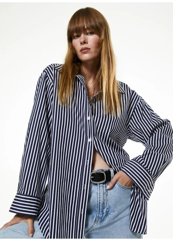 Темно-синяя классическая рубашка H&M