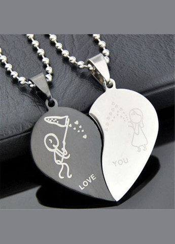 Парные кулоны в форме сердечка для влюбленных I Love You как подарок второй половинке No Brand (323652814)