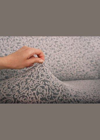 Жаккардовые чехлы на стулья без оборки (натяжные) набор 6-шт 413 Светло-серый Venera (268547660)