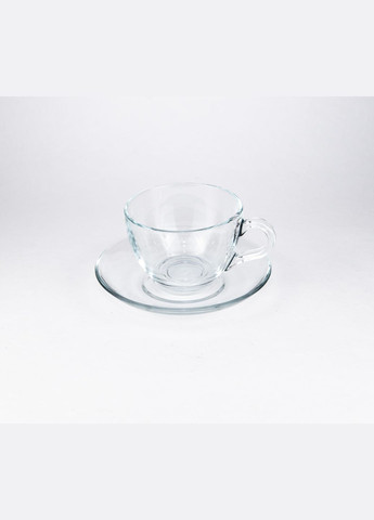 Набор из 6 чашек с блюдцами Basic ПУ 97948 238мл Чашечки с блюдцем Чашки стеклянные для чая Pasabahce (278365196)