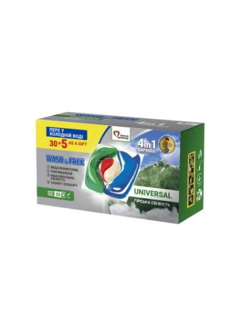 Капсулы для стирки Universal Горная свежесть 35 шт. (4262396144430) WASH & FREE (390646501)