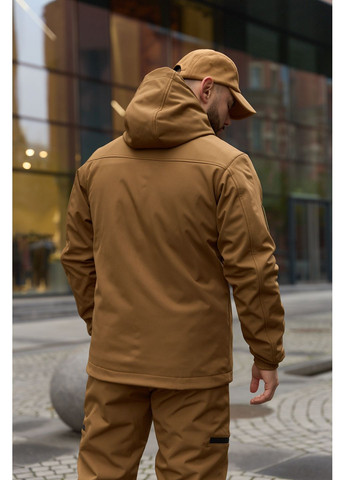 Теплый мужской костюм Soft Shell койот на флисе с шевроном Intruder Reef (366868551)