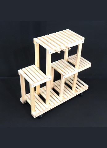 Подставка для цветов из дерева Шатийон на колёсиках бланже (ЦВТ-111301) No Brand (328227042)