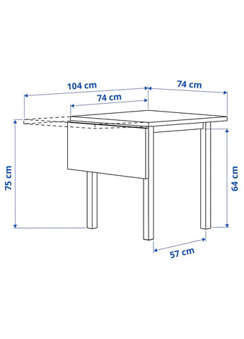 Стіл з відкидною стільницею ІКЕА NORDVIKEN 74/104х74 см (50368717) IKEA (278406771)