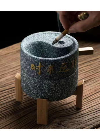 Керамічна попільничка з кришкою "Інь та янь" Блакитна No Brand (295012686)