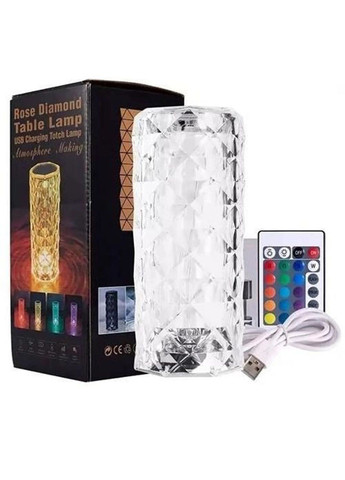 Настольная аккумуляторная лампа ночник Роза Crystal Rose с RGB с пультом и RGB подсветкой 16 режимов освещения Solar (291161824)