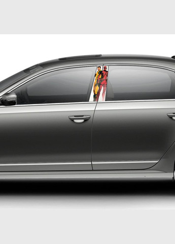 Наклейка виниловая цветная самоклеющаяся декоративная на стойку автомобиля "Дедпул и Росомаха" из Оракала Кавун наліпка (316142021)