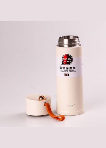 Термос металевий • термокухоль з нержавіючої сталі • чашка термос Бежевий Happy Life (315718433)