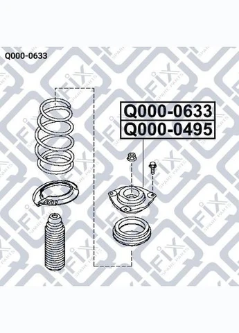 Опора переднего амортизатора, правая Q000-0633 QASHQAI X-TRAIL T31 KOLEOS Q-FIX (345735901)